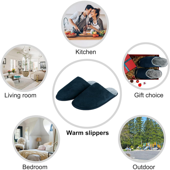 Тапочки домашні зимові для чоловіків та жінок. Теплі, плюшеві, з пам'яттю форми, антиковзкі, для дому та вулиці. Розмір 42/43 EU, Стиль 7