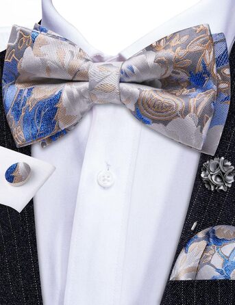 Краватка в клітинку Barry.Wang: комплект з краваткою, нагрудником та запонками. Класична смужка (блакитний/білий)