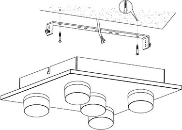 EGLO LED Ceiling Lamp Romendo, 5-Light Ceiling Fixture, Bathroom Dimmer, Bathroom Lamp made of Metal in Chrome, Plastic, LED Damp-Proof Light Warm White, IP44, L x W 32 cm