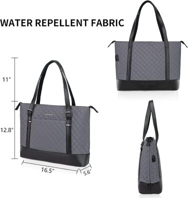 Сумка для ноутбука KROSER жіноча чорна елегантна 15.6