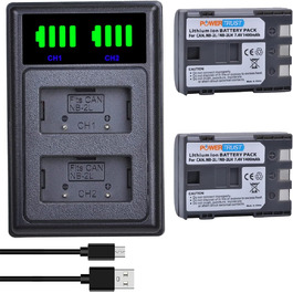 Акумулятор NB-2L 1400mAh з LED-подвійним зарядним пристроєм для Canon EOS 350D, 400D та PowerShot G7, G9, S30, S40, S45, S50, S60, S70, S80