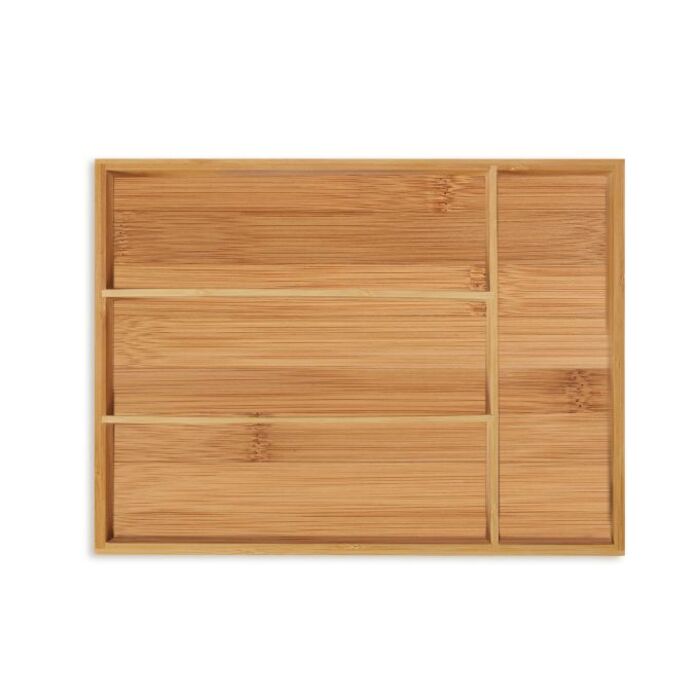 Relaxdays Bamboo Cutlery Box with 4 Compartments