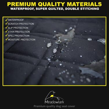 Meadowlark® Автоковдра для собак на заднє сидіння - Водостійка, повна комплектація, сітчасте вікно, захист від шерсті, бруду та подряпин, 2 чохли на підголівники, XL, Чорний (152.5 x 162.5 см)