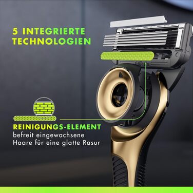 Чоловіча бритва Gillette Labs Champion Gold Edition, металева, 5 лез, з настінним тримачем, золотиста