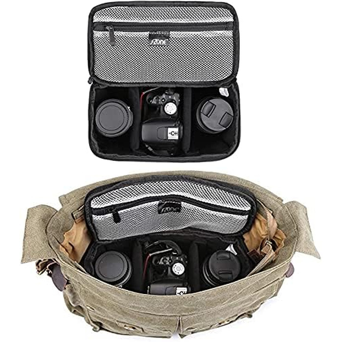 Сумка для фотоапарата S-Zone: протиударний м'який чохол для DSLR, SLR, TLR камер та об'єктивів, зелений