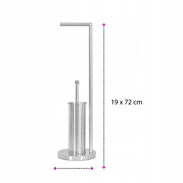 Підставка для ванної кімнати модель 104 з тримачем для паперу та йоржиком для унітаза, срібляста