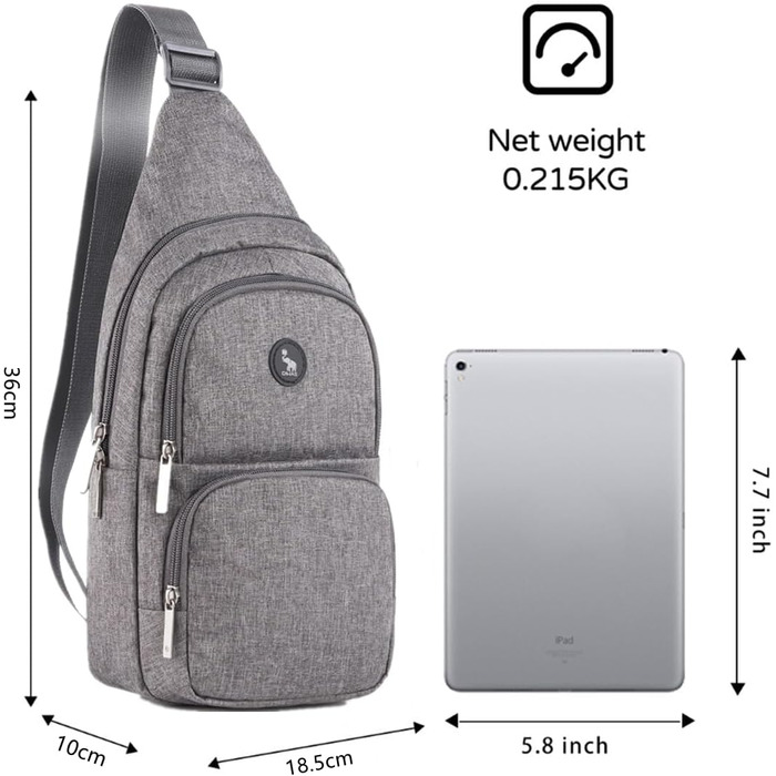 Чоловіча нагрудна сумка Olwas Brusttasche - сіра, для туризму та активного відпочинку