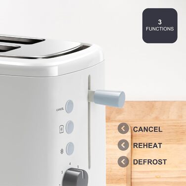 Тостер Black+Decker BXTO1001E, 1000 Вт, 2 слоти, 7 рівнів підсмажування, білий