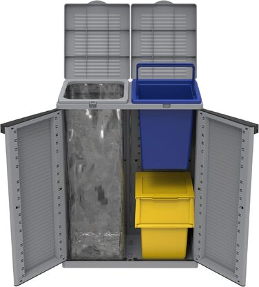 Шафа для сортування сміття Terry Ecocab 2, для приміщень та вулиці, 2 окремі відсіки, 68x39x88,7 см, синя