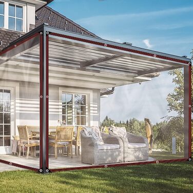 2x5m Waterproof Transparent Tarp with Grommets, Transparent Tarp for Outdoors, Tent Transparent Tarps Garden, Tent Tarp Cover, Weatherproof Tarp for Folding