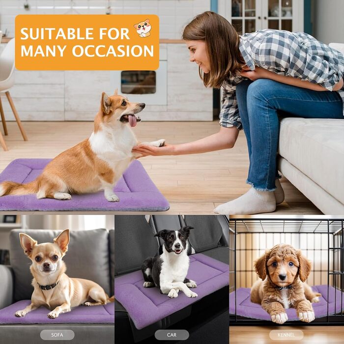 М'яке та тепле ліжко для собак. Квіткове ліжко-кімната для домашніх тварин, з можливістю прання. Зручне, двостороннє, фіолетове, 106x71 см, PS085