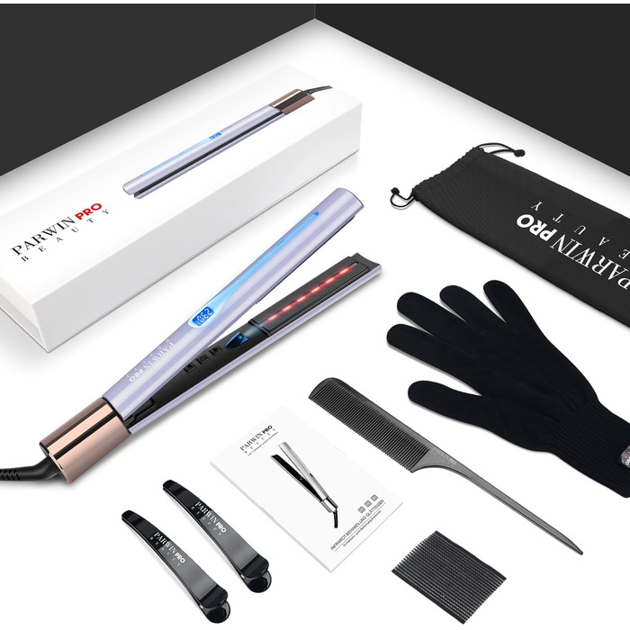 Випрямляч для волосся PARWIN PRO BEAUTY 2 в 1 з інфрачервоною та іонною технологією, 14 температурних режимів, рожевий/фіолетовий