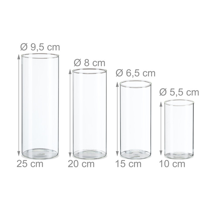 Relaxdays Glass Vase Set - 4 Sizes