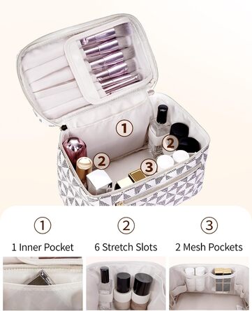 Косметичка для жінок, велика дорожня косметичка для макіяжу з відділенням для пензлів, органайзер, культиватор, шкіра PU, портативна сумочка для макіяжу, зелена (запатентовано) (шахматна дошка)