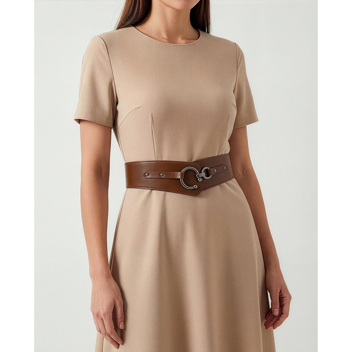 Пояс жіночий BlackButterfly Vintage еластичний з пряжкою, регульований, світло-коричневий, розмір L