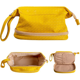 Жіноча косметичка-органайзер для макіяжу велика, водовідштовхувальна, з відділенням для пензлів, для подорожей (B-жовтий)