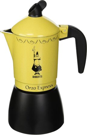 Кавоварка Bialetti Moka Orzo Express, алюміній, жовта, 4 чашки