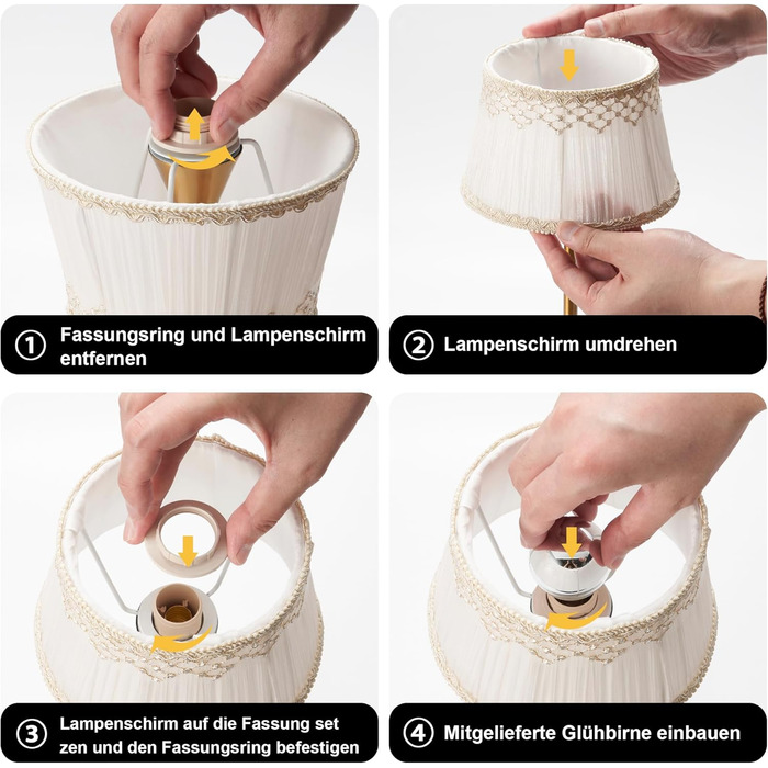 Настільна лампа OCEST з акумулятором, сенсорне керування, регулювання яскравості, для дому, кухні, тераси, їдальні (античне латунь-льон), тканинний абажур 27,5 см