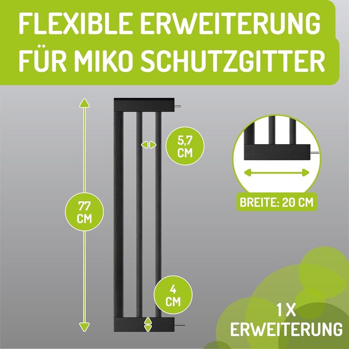 Захист для воріт BOMI Miko з сертифікованого буку PEFC | Без свердління | Кут 90° | Вузький дерев'яний захист для дверей | Захист для сходів, сітка для дверей | Ширина: (Чорний, 20 см подовження)