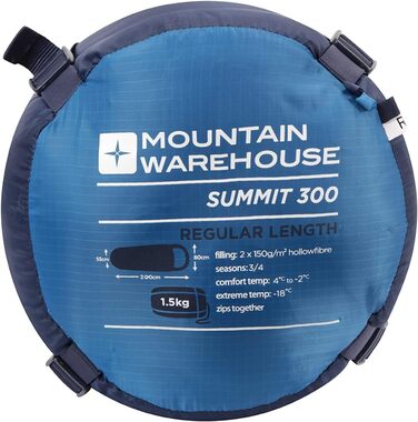 Сплячий мішок Mountain Warehouse Summit 300 - 3/4 сезону, ізольований, мумієподібний, 200 см, для кемпінгу та трекінгу