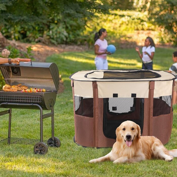 Клітка-манеж для тварин Welpenlaufstall, 70x55x40 см. Підходить для собак, кроликів, котів та морських свинок. Водонепроникний, коричневий.