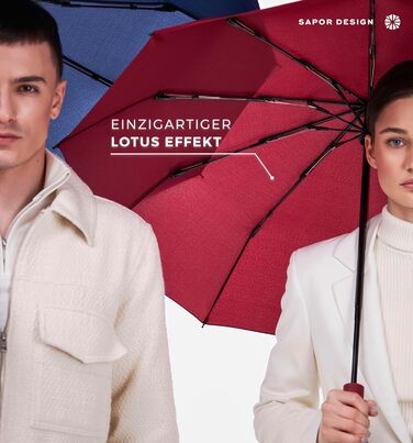 Sapor Design Premium Umbrella with Lotus Effect | Stormproof, windproof, open/close automatic | Elegant & stylish umbrella | Stylish compact umbrella (Umbrella) | ICONIC Black - Iconic