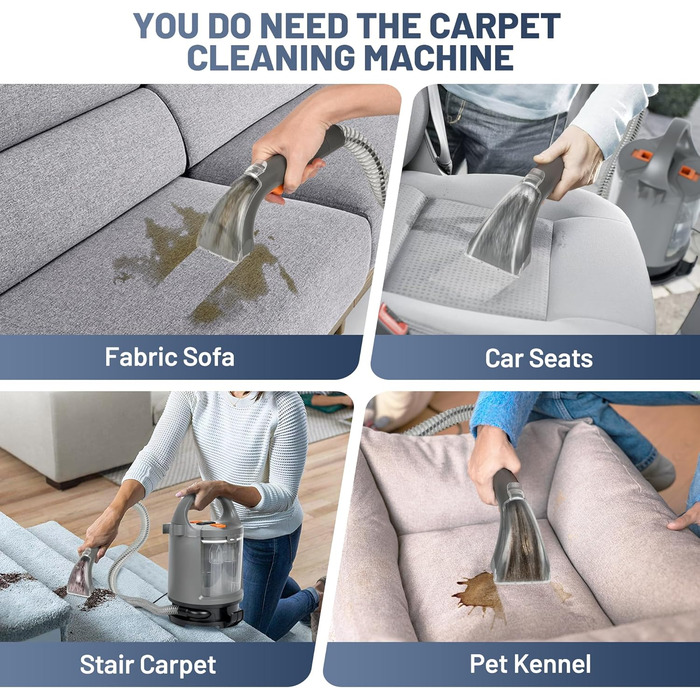 Портативний мийкий пилосос 400W з 2-танком для чищення диванів, килимів, авто та постільної білизни