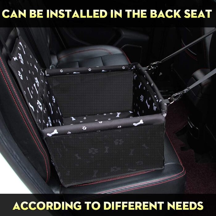 Автокрісло для собак - переноска для маленьких собак, водонепроникна, для заднього та переднього сидіння, з ременем безпеки