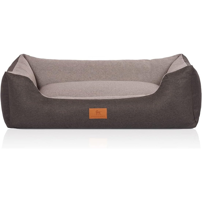 Knuffelwuff 14096-006 Dog Bed, Dog Basket, Dog Sofa, Dog Cushion, Dog Basket Cover Washable Tunnel XL (Black-Gray, L 85 x W 63 x H 23 cm)