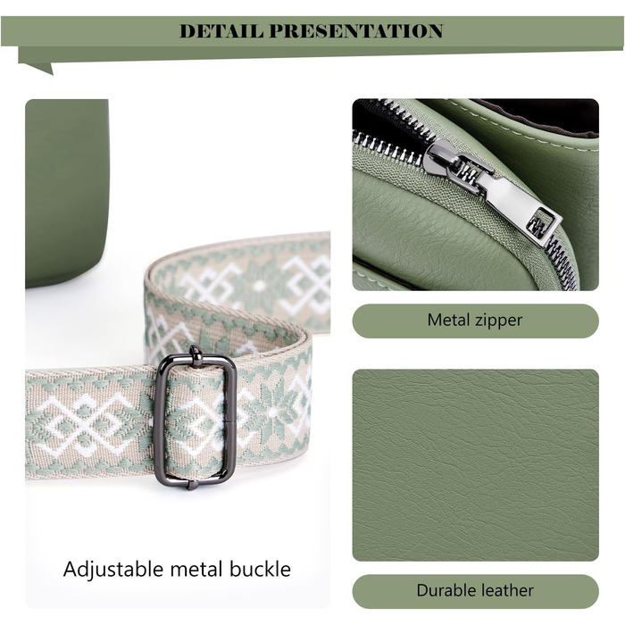 Сумка-органайзер на шию MUIIKOLA з RFID-захистом для телефону, веганська шкіра, зелений світлий. Сумка через плече для жінок з широким ременем та гаманцем.