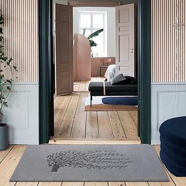 Килимок для підлоги AOAOPQ з зображенням Дерева Життя, антиковзаюча, для дому та вулиці (60x90 см, сірий)