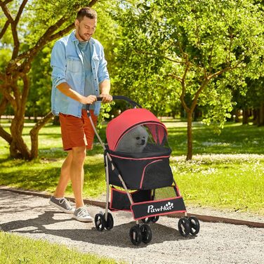 PawHut: Трюковий візок для собак та котів 2-в-1, червоний