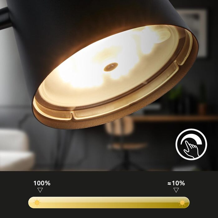 LED лампа BRILONER настільна бездротова з торшером, поворотна, з акумулятором, замінна світлодіодна лампа, нічна лампа, лампа для читання, офісна лампа, чорна, 38,5 см