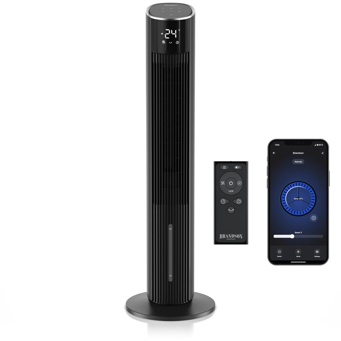 Вентилятор Tower Brandson ECO GREEN з водяним охолодженням, Wi-Fi, управління Alexa – мобільний кондиціонер, чорний