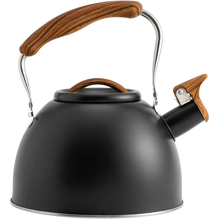 Чайник для плити з свистком 3л з нержавіючої сталі з дерев'яною ручкою