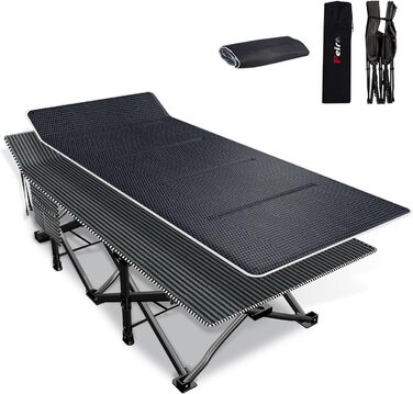 Кемпінгове ліжко Peirhw: складане, широке, з матрацом, до 200 кг, легке та портативне для подорожей