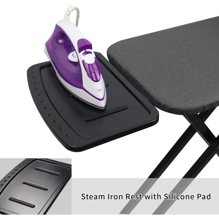 Прасувальна дошка Duwee з великою парогенераторною стацією, складна, регульована по висоті, з термостійким покриттям, товстим фетровим покриттям, міцними ніжками, чорна, 33x109 см