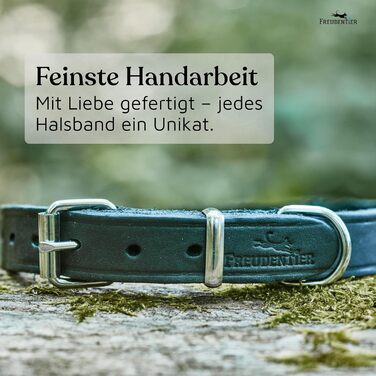 Шкіряний нашийник для собак Freudentier Alsterufer - ручної роботи, сертифікована жирова шкіра, Midnight, 29-40,5 см
