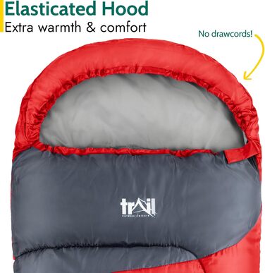 Дитячий спальний мішок Trail Mumienschlafsack 3 сезони для кемпінгу – 300gsm – червоний (для хлопчиків та дівчаток)