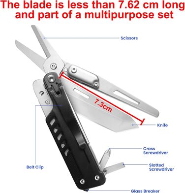 HONZIN Mutitoo 5-in-1 Multifunction Pocket Knife, Folding Knife, Scissors, Detachable Geometric Knife Made of Stainless Steel for Outdoor Use, with Cord Pull Pouch (Extra 11 Screwdriver Inserts) (M)