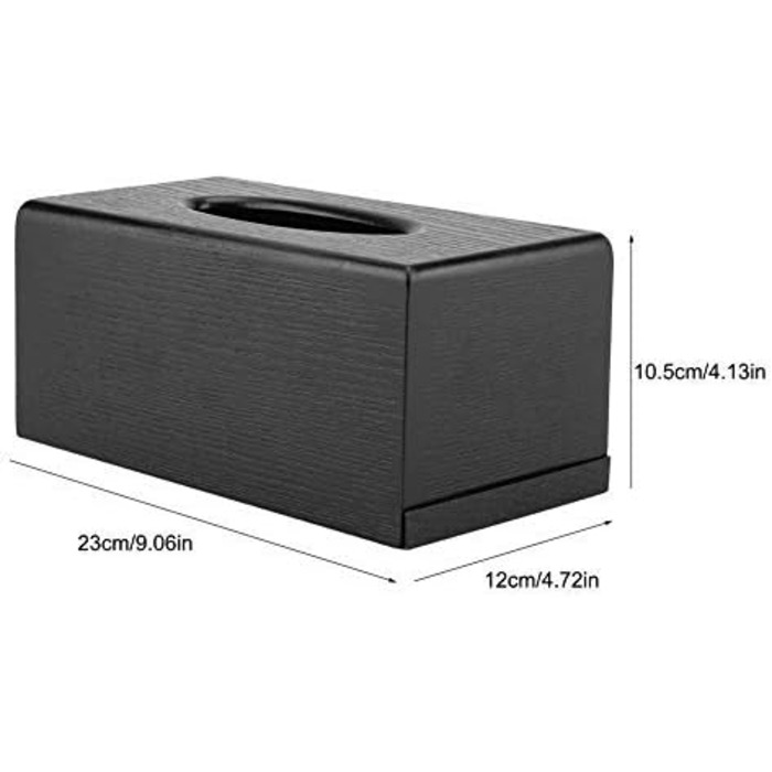 Rectangular Tissue Box Cover, Natural Wood Cosmetic Tissue Box Holder, Decorative Tissue Box for Tissues and Napkins, Suitable for Living Room, Bedroom, Kitchen, 23x12x10.5cm (Black)