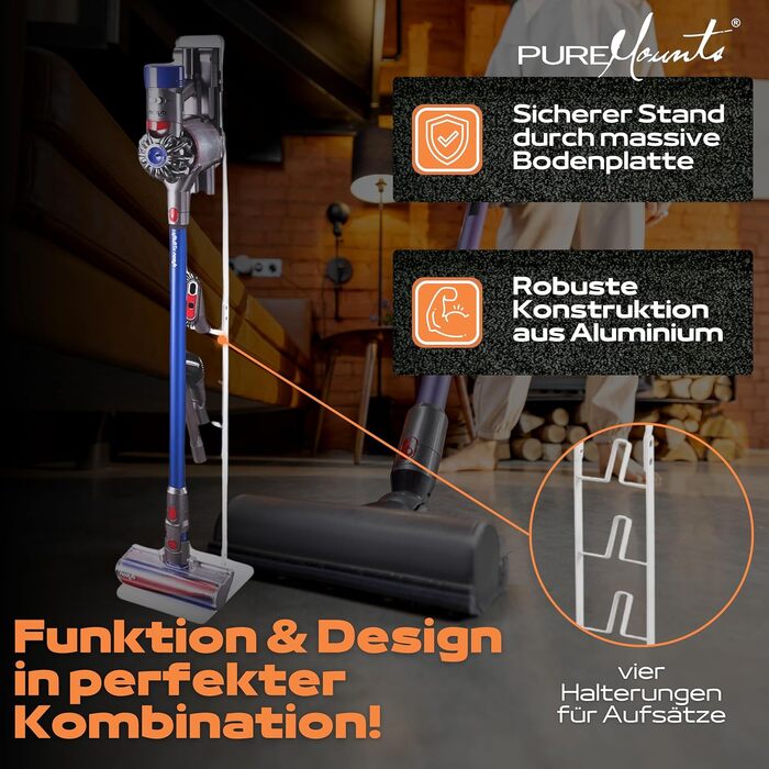 Підставка для пилососа Dyson V15/V12/V11/V10/V8/V7 PureMounts біла - універсальний тримач для аксесуарів