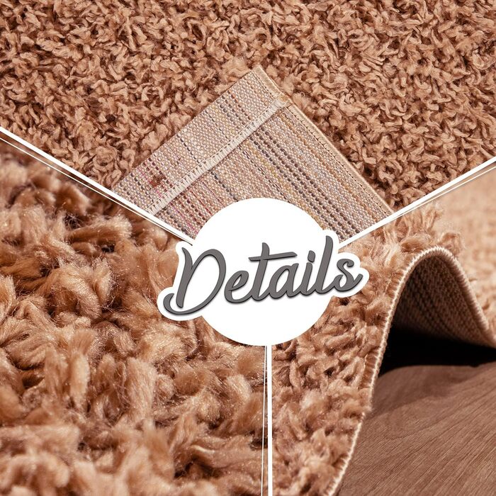 Килим для вітальні TT Home з високим ворсом, шэггі, м'який, однотонний, сучасний дизайн, колір теракота, розмір 70x250 см