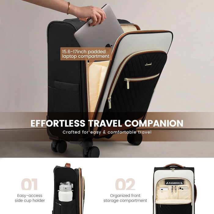 Сумка-рюкзак LOVEVOOK для жінок, 40L, ручна поклажа, для ноутбука, водонепроникна, для подорожей, бізнес, комплект ручної поклажі (20-дюймовий валіза, чорний, білий, коричневий)