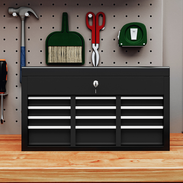 HOMCOM Tool Box, Tool Case without Tools, with 6 Drawers, Lock, Tool Box with Handle, Tool Chest, Steel, Black, 60 x 26 x 34 cm | Aosom
