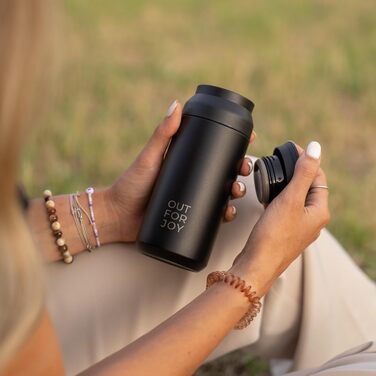 Термокружка з нержавіючої сталі 350 мл | Термокружка для кави та чаю на винос | З подвійними стінками, ізольована, не протікає | Travel Tumbler | Зберігає тепло 4 години / холод 8 годин (Чорний Midnight)