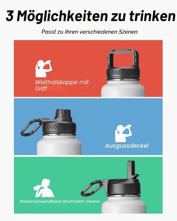 Термофляга Coolflask 2Л з трубочкою та 3 кришками, вакуумна пляшка для води з нержавіючої сталі для спорту та подорожей, Starry Indigo Black