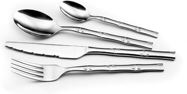 Amefa Karma Cutlery Set | round handle design with bamboo decoration | 24-piece | dinner cutlery for 6 people