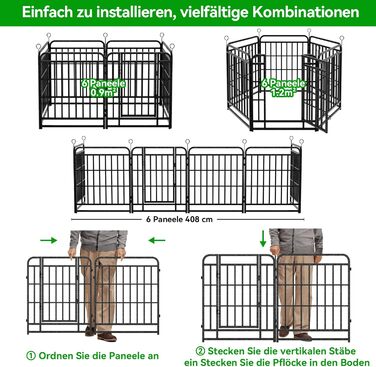 Вольєр для цуценят 544 см, 80 см висота, 8-секційний складний вольєр для тварин з дверцятами, вольєр для собак, котів, кроликів, для саду, збірка без інструментів