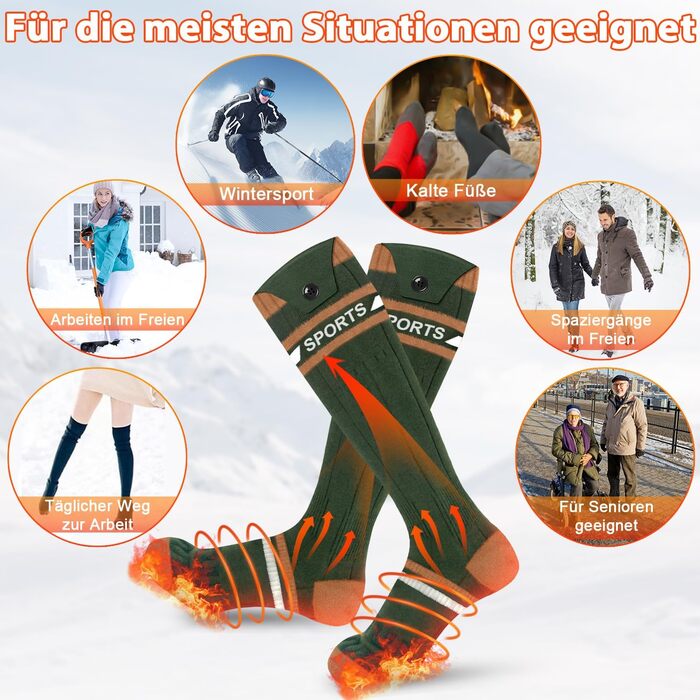 Гріючі шкарпетки з підігрівом, 8000 mAh, USB, з керуванням через додаток, для жінок та чоловіків, теплі зимові шкарпетки, різні кольори